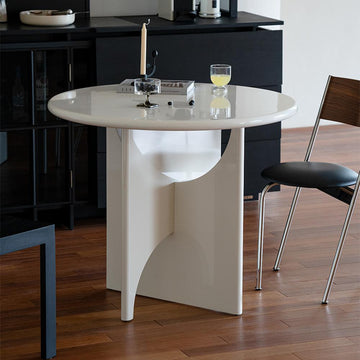 39" White Round Dining Table for 4 Seaters with Cross Base